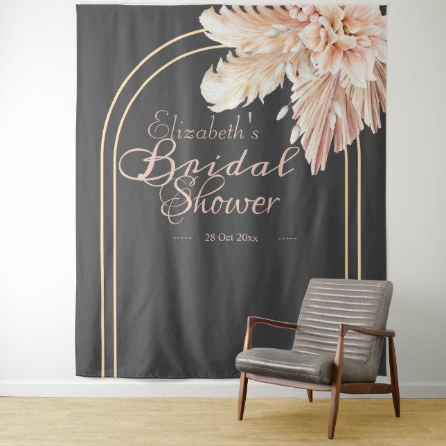 Trendy pampas grass l Watercolor Bridal shower Tapestry (In Situ)