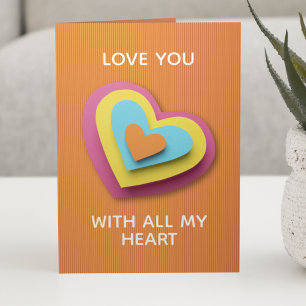 Trendy Paper Hearts Love Card
