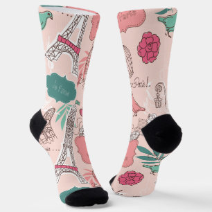 Trendy Paris Eifell tower holiday travel socks