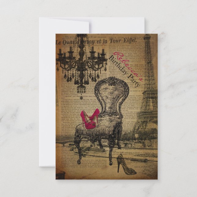 trendy parisian girly stiletto birthday card (Front)