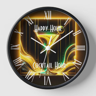 Trendy Party Time Neon Personalised Clock
