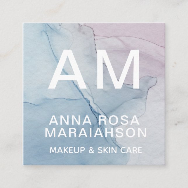 *~* Trendy Pastel Abstract Artsy QR LOGO PHOTO  Square Business Card (Front)