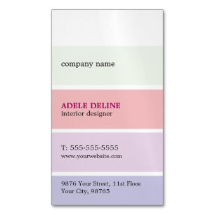 Trendy Pastel Colours Stripes Interior Designer Magnetic Business Card