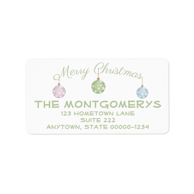 Trendy Pastel Green Christmas Ornaments Mailing Label (Front)