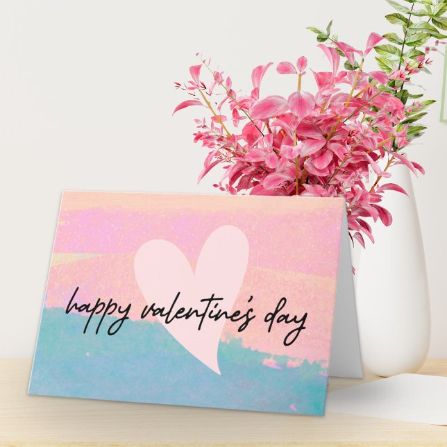 Trendy Pastel Heart Watercolor Valentine's Day Holiday Card (Trendy Pastel Heart Watercolor Valentine's Day Holiday Card)