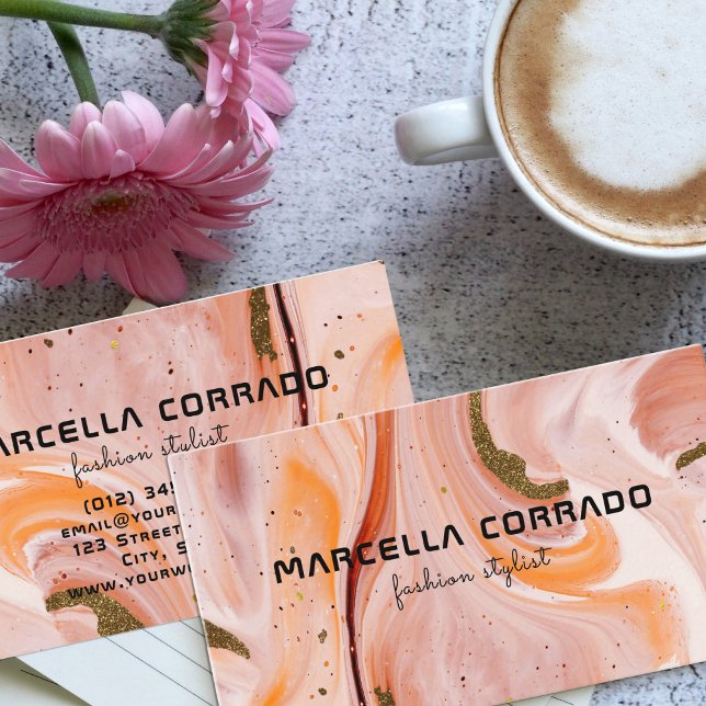 Trendy Pastel Marble Agate Gold Fashion Stylist Business Card (Creator Uploaded)
