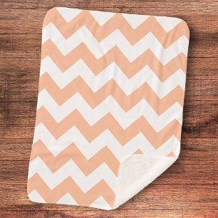 Trendy Pastel Peach Chevron Pattern Sherpa Blanket