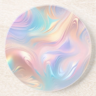 Trendy pastel Pink Blue yellow abstract waves Coaster