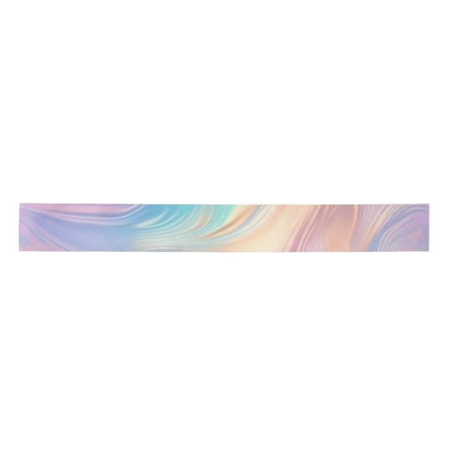 Trendy pastel Pink Blue yellow abstract waves Satin Ribbon (Front)
