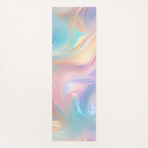 Trendy pastel Pink Blue yellow abstract waves Yoga Mat
