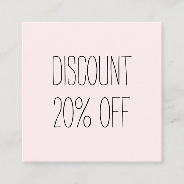 Trendy pastel pink minimalist modern discount card (Front)