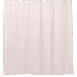 Trendy Pastel Pink striped and dotted modern Shower Curtain