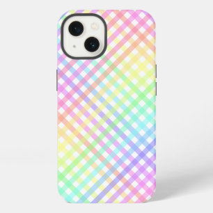 Trendy Pastel Rainbow Plaid Ombre Pattern iPhone 13 Case