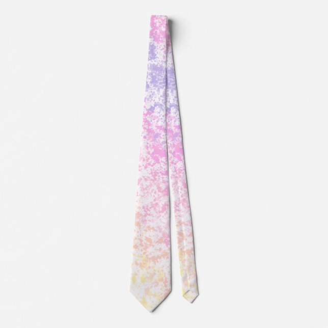 Trendy Pastel Rainbow Splatter Tie (Front)