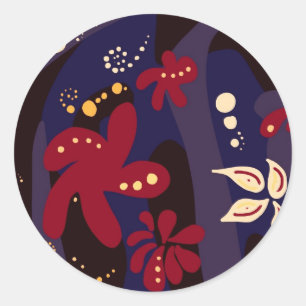 Trendy Pattern accessories, black purple abstract Classic Round Sticker