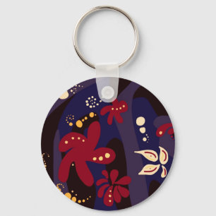 Trendy Pattern accessories, black purple abstract Key Ring