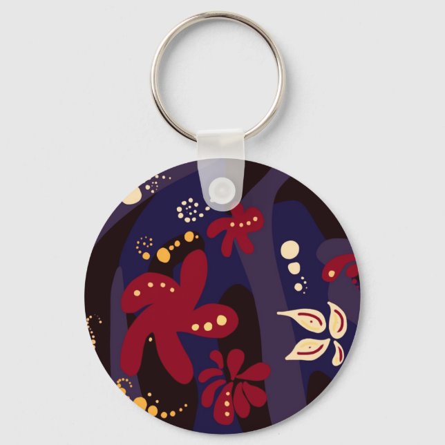 Trendy Pattern accessories, black purple abstract Key Ring (Front)