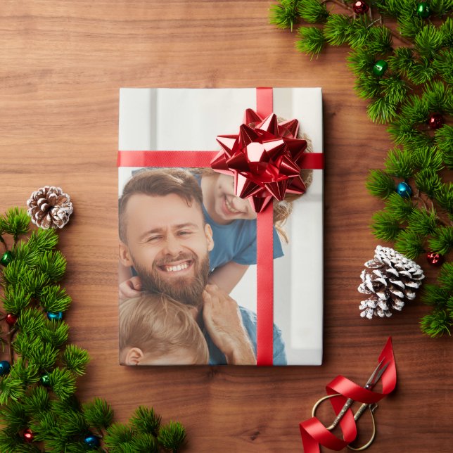 Trendy pattern Birthday upload your picture create Wrapping Paper (Holiday Gift)