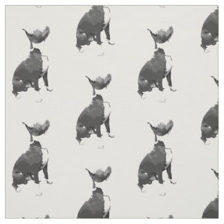 Trendy pattern black and white Pit Bull dog Fabric