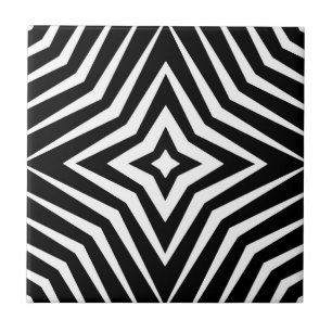 Trendy pattern with stars black and white M7 Ceramic Tile