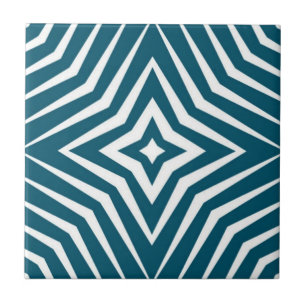 Trendy pattern with stars white and blue green M3 Ceramic Tile