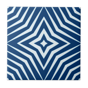 Trendy pattern with stars white and blue M5 Ceramic Tile