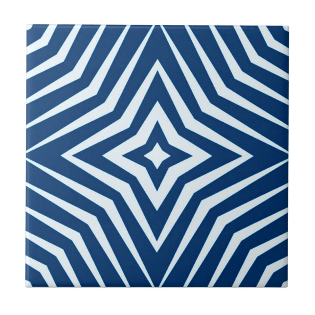 Trendy pattern with stars white and blue M5 Ceramic Tile (Front)