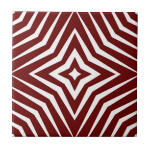 Trendy pattern with stars white and brick red M6 Ceramic Tile