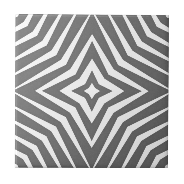 Trendy pattern with stars white and grey M4 Ceramic Tile (Front)