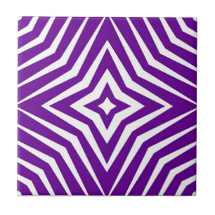 Trendy pattern with stars white and purple M8 Ceramic Tile