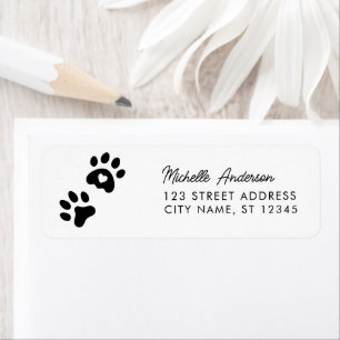 Trendy Paw Print Return Address Label