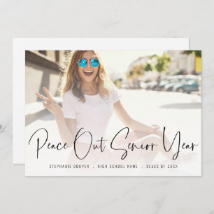 Trendy Peace Out Photo Script Graduation Announcement