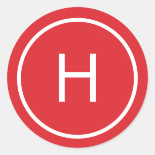 Trendy Peace Round Monogram Stickers - Red