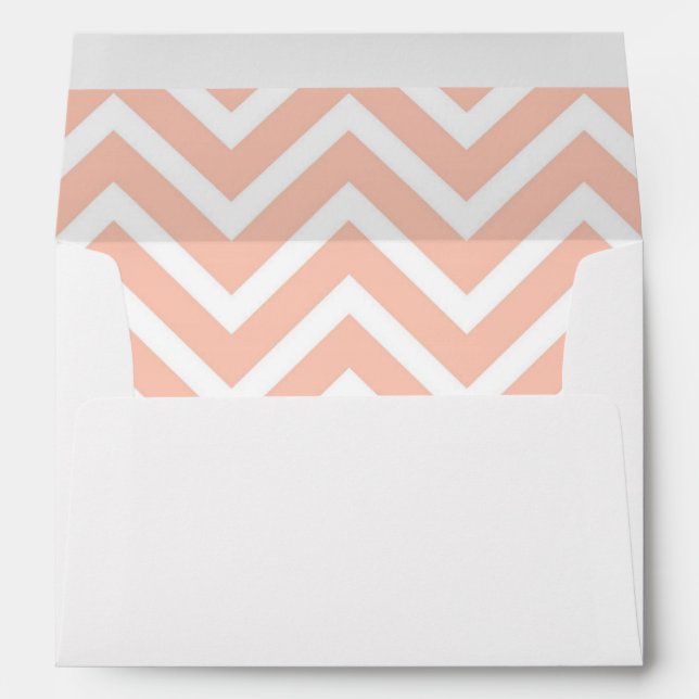 Trendy Peach Chevron Wedding Envelopes (Back (Bottom))