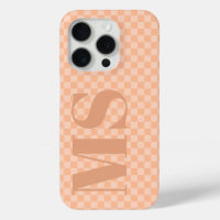 Trendy Peach Fuzz Check Personalised Initials