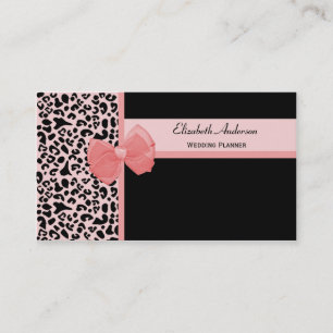 Trendy Peach Leopard Print Wedding Planner Business Card