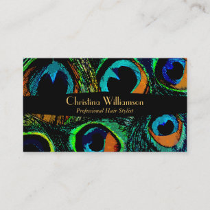 Trendy Peacock Feathers Business Card