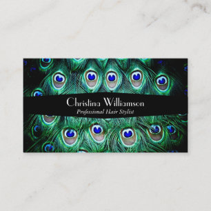 Trendy Peacock Feathers Business Card