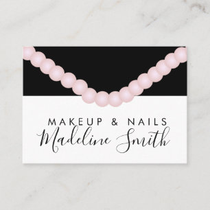 Trendy Pearls Block Makeup Artist Nail Salon Business Card