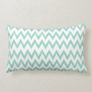 Trendy Pencil Mint Green Chevron Zigzags Pattern Lumbar Cushion