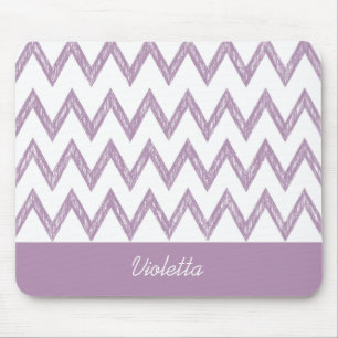 Trendy Pencil Purple Chevron Zigzags With Name Mouse Pad