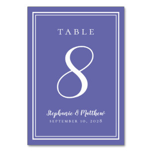 Trendy Periwinkle Blue Custom Wedding Table Number