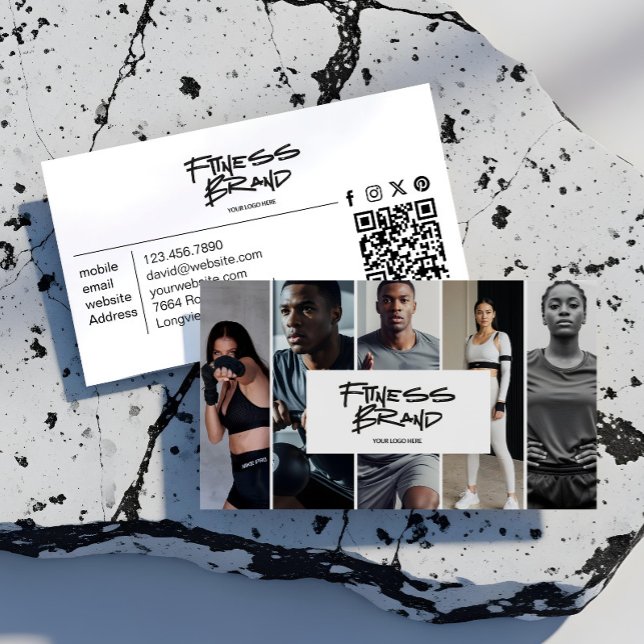 Trendy Personal Trainer Fitness Photo Collage Business Card (Trendy Personal Trainer Fitness Photo Collage Business Card)