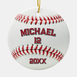 Trendy Personalised Baseball Name and Number       Ceramic Ornament