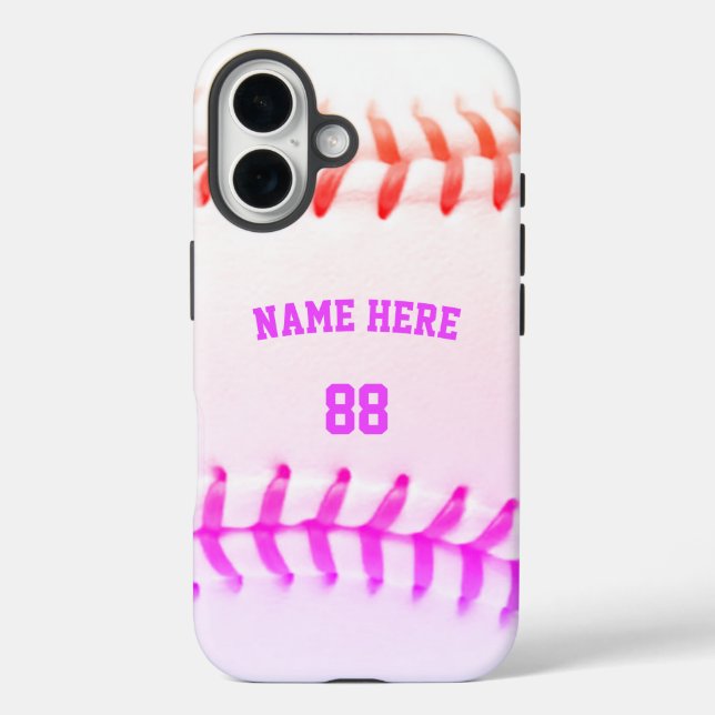 Trendy Personalised Baseball Name and Number girly Case-Mate iPhone Case (Back)