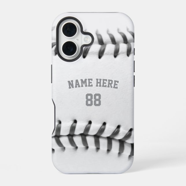 Trendy Personalised Baseball Name and Number       iPhone 16 Case (Back)