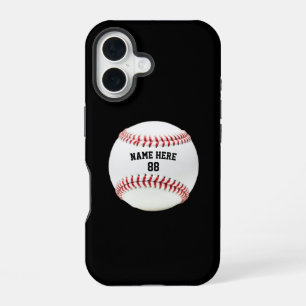 Trendy Personalised Baseball Name and Number iPhone 16 Case