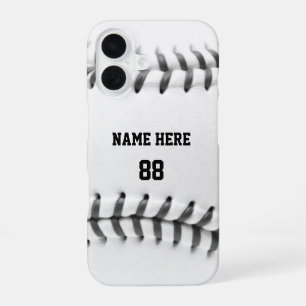 Trendy Personalised Baseball Name and Number iPhone 16 Case