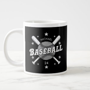 Trendy Personalised Baseball Name and Number Large Coffee Mug