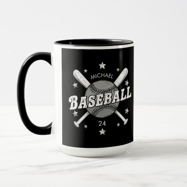 Trendy Personalised Baseball Name and Number  Mug (Left)